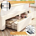 thumbnail image 2 of Homfa Full Size Bed Frame with LED Lights & Storage Drawers, Upholstered Platform Bed with Adjustable Petal Headboard, Off White Velvet, 2 of 7