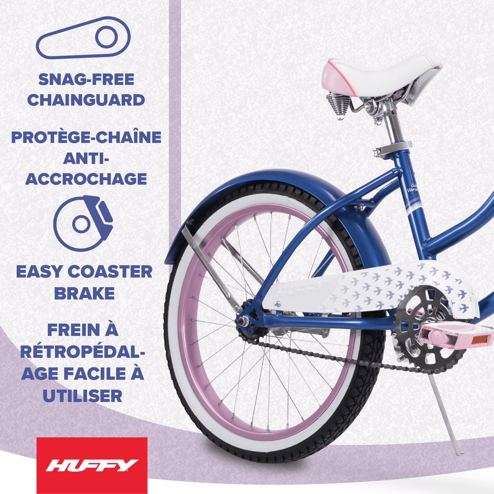 Huffy 20” Good Vibrations Cruiser Bike, Fits Riders 44”-56”, Blue, Ages 5-9, Girls