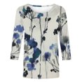 thumbnail image 5 of T-shirt Imprimé à la Mode pour Femmes T-shirt Imprimé à Manches 3/4 Blouse Col Rond Tops Décontractés T-Shirts à Manches Longues for Femmes sur Clearance, 5 of 5