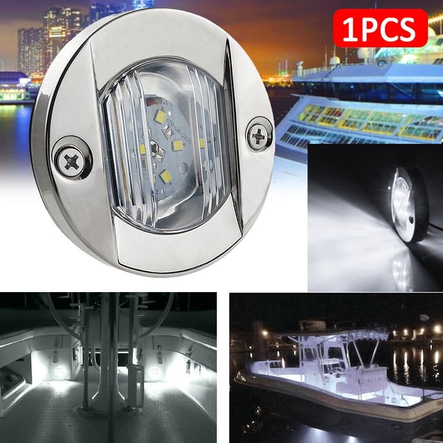 Bgsha 1PC White Round Marine Boat LED Stern Light Cabin Deck Courtesy Light Waterproof