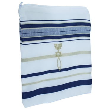 El Tallit con Kippah - Manto (Mantón) de oración mesiánico - Talit con versÃculos dela Biblia/esquinas españolas (Small) (Dark Blue Small with Kippah)