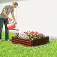 thumbnail image 3 of Outsunny 4' x 4' x 1' Galvanized Raised Garden Bed, Dark Brown Wood Effect, 3 of 10