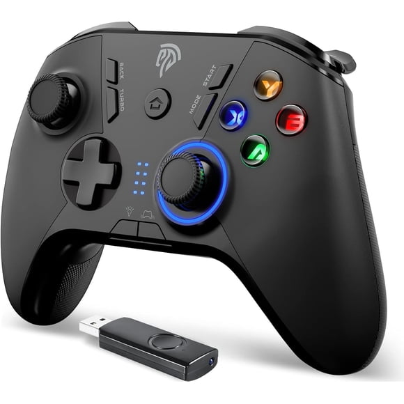 EasySMX Manette de Jeu Sans Fil pour Windows PC/Steam Deck/PS3/Android TV BOX, Manette Joystick à Double Vibration Plug and Play avec 4 Touches Personnalisées, Autonomie jusqu'à 14 Heures, Fonctionne