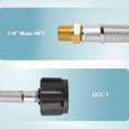 thumbnail image 4 of 12 Inch RV Propane Hose, RV Propane Regulator 2 Tank Hoses, Stainless Braided Propane Hose for RV Two-Stage Propane Regulator, Camper Tank Hose, 1/4 Inch Male NPT x QCC1 Fittings, 4 of 6