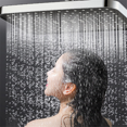 thumbnail image 3 of 12 Inch High Pressure Top Spray Rain Shower Head Larger Flow Rainfall Shower Heads Rainfall Showerhead-Gray, 3 of 7