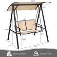 thumbnail image 3 of Costway Outdoor 2-Seat Swing Loveseat with Canopy Hanging Swing Beige, 3 of 8