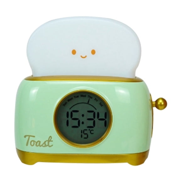 Binwennn Bread Maker Night Light Cartoon Alarm Clock Night Light Student Bedside Electronic Cartoon Children Two Weird Stuff Kids Bedroom Lights Handbag Light Lights Universe Light Projector for