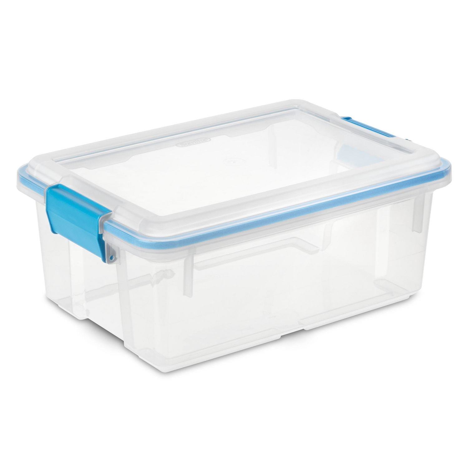 Sterilite Boîte à joint d’étanchéité de 11.4 L, petite bac de rangement transparent résistant aux intempéries avec couvercle à loquet, bleu