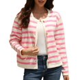 thumbnail image 1 of Cardigan à Rayures pour Femmes Pull à Manches Longues Tendance Bouton vers le Bas Cardigans Tricot, 1 of 8