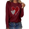 thumbnail image 1 of Qertyioot T-Shirt Graphique de la Saint-Valentin pour Femmes à Manches Longues, Pull Imprimé Swea, 1 of 4