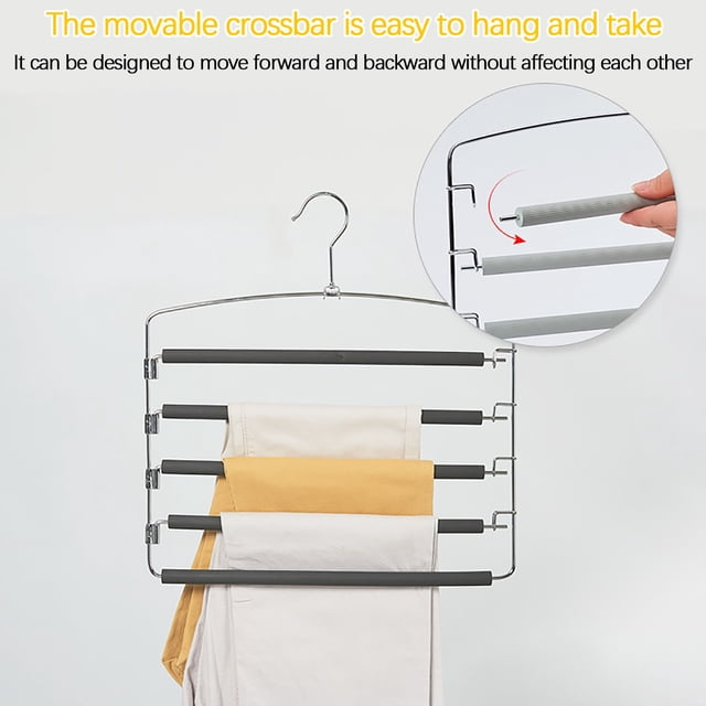 EGNMCR Hooks for Hanging Multi-layer Pants Rack Foam Five-layer Pants Hanging Space Traceless Pants Hanger Trouser hanger
