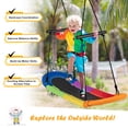 thumbnail image 3 of Costway Saucer Tree Swing Surf Kids Outdoor Adjustable Oval Platform w/ Handle Colorful, 3 of 9