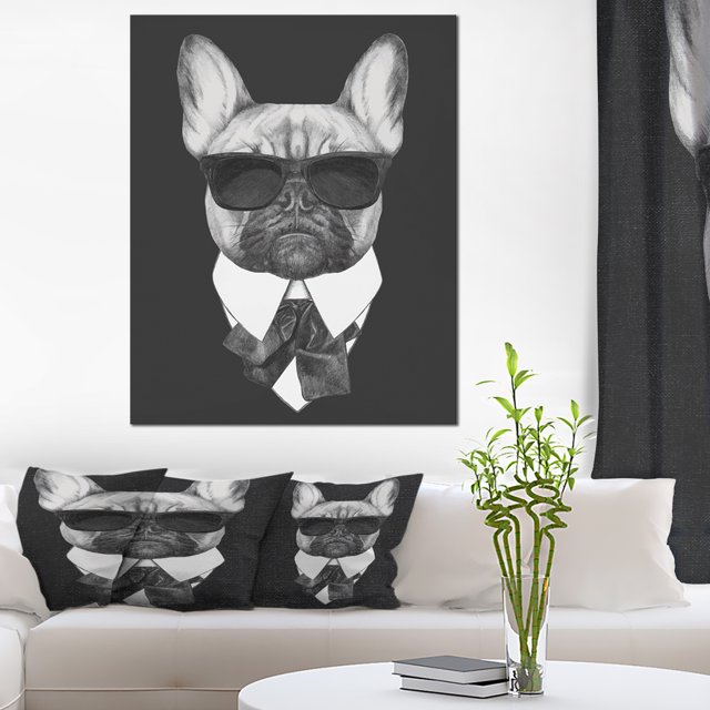 Portrait de Bouledogue Français à la Mode - Impression d'Art sur Toile d'Animal