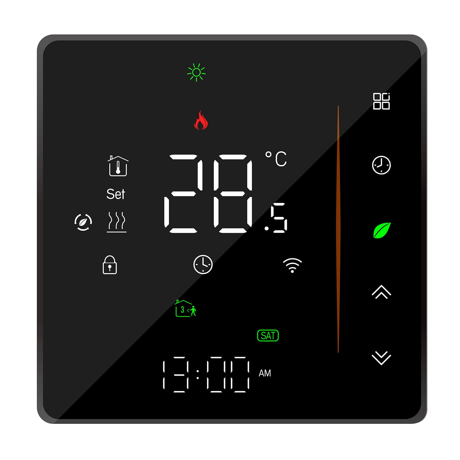Eccomum Contrôleur de Température Thermostat Intelligent Wi-Fi Programmable Hebdomadaire Prend en Charge le Contrôle Tactile/ Application Mobile/ Commande Vocale Compatible avec / Maison, pour Chauffage au Sol Électrique 16A Noir