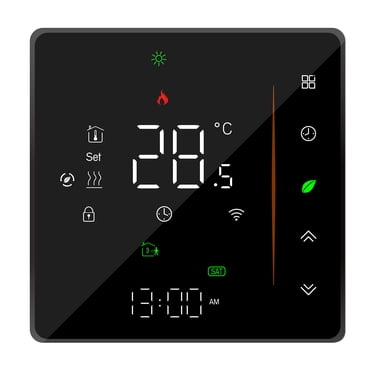 Wifi Smart Thermostat Temperature Controller Weekly Programmable Supports Touch Control/ Mobile App/ Voice Control Compatible With / Home, For Electric Floor Heating 16A Black