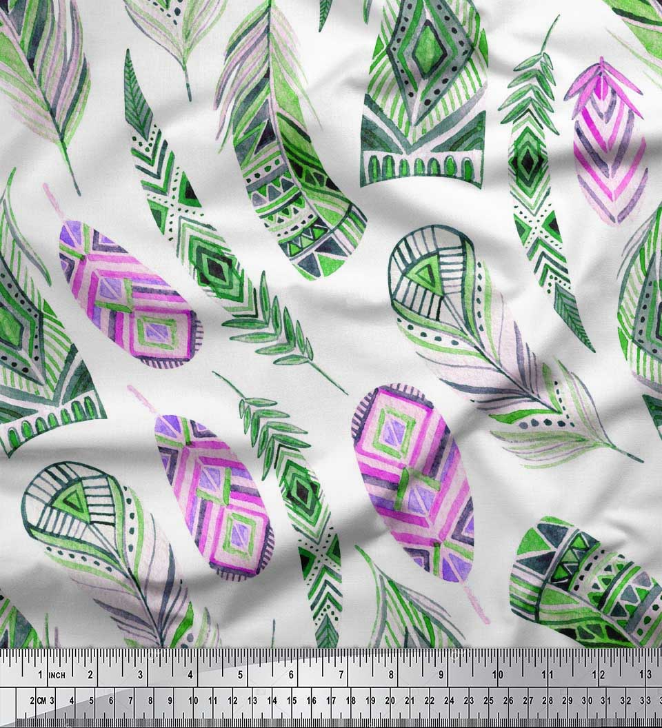 Soimoi Velvet Fabric feather African Print Fabric by the Yard 58 Inch Wide