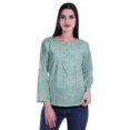 thumbnail image 1 of Moomaya Printed Button Placket Full Sleeve Top Round Neck WoMen's Casual Summer Tunic, 1 of 5