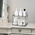 thumbnail image 2 of GROWTH TANK Desktop Storage Rack Organizer 2 Tier Desktop Organizer Shelf Clear Makeup Stand Gray, 2 of 9