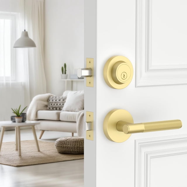 Poignées de Porte Mates Intérieures Moletées Intimité Poignées de Porte Levier de Porte Robuste pour Chambre Ou Salle de Bain Réversible Sans Clé pour Portes Gauche Droite AM