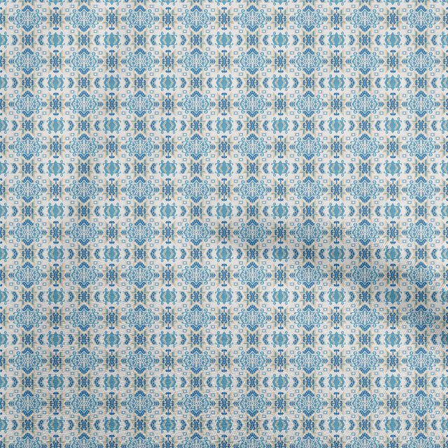 oneOone Georgette Viscose White Fabric Asian Kilim Sewing Craft Projects Fabric Prints By Yard 42 Inch Wide