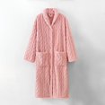thumbnail image 2 of JUNWELL BLVB Women‘s Plush Long Robe Soft Bathrobe Button Up Housecoat Fuzzy Fleece Warm Winter Robe Sleepwear with Pockets, 2 of 7