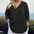 thumbnail image 2 of Timegard Blouses for Women Lightweight Lapel Neck Button Drop Shoulder Loose Tee Shirts Tops Solid Color, 2 of 6