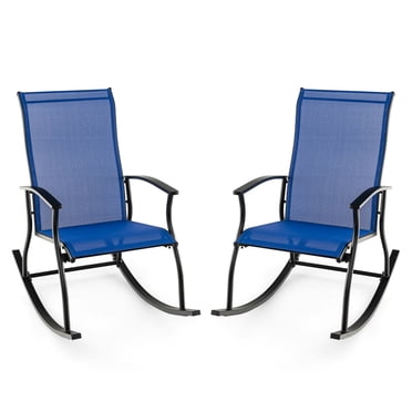 Gymax Ensemble de 2 Chaises Berçantes d'Extérieur pour Patio avec Tissu Respirant