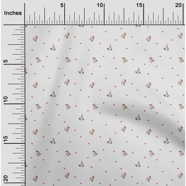 oneOone Viscose Chiffon Fabric Leaves & Flower Floral Printed Fabric 1 Yard 42 Inch Wide