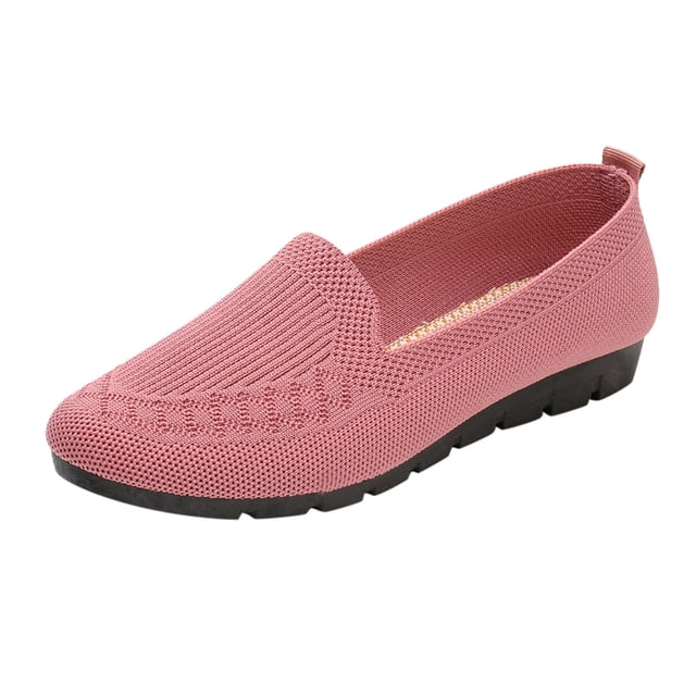 EQWLJWE Chaussures Décontractées pour Femmes en Maille à Enfiler Compensées Bout Rond Respirantes Chaussures Simples Chaussures Pois