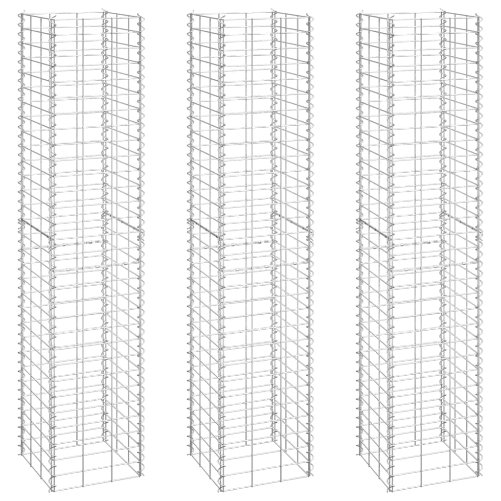 vidaXL Gabion Lits Surélevés 3 Pcs 30x30x150 cm Fer