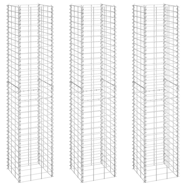 vidaXL Gabion Lits Surélevés 3 Pcs 30x30x150 cm Fer
