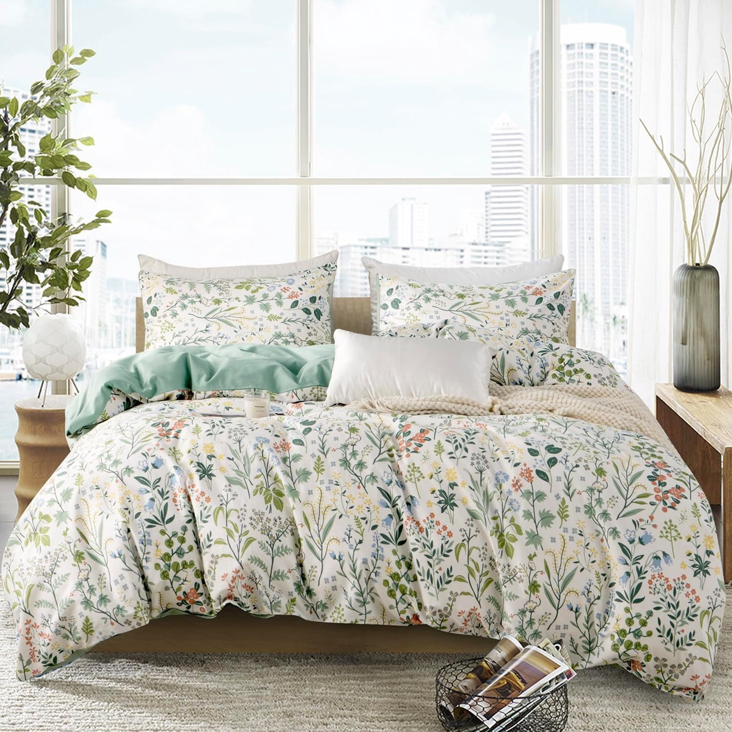 King Comforter Set Floral Soft Cute Floral Bedding Comforter Sets Garden Style Red Flower Print Botanical Flowers Comforter Set King for All Seasons 1 Comforter and 2 Pillowcases