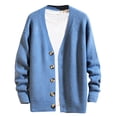 thumbnail image 1 of Grrvtrz Men's Casual Long Sleeve Deep V Neck Button Down Sweater Comfy Solid Color Sweater Coat Rib Knit Cardigan Sweaters, 1 of 5