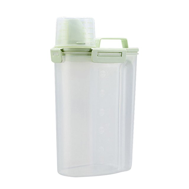 Airtight Rice Storage Container with Pour Spout - Cereal & Flour Dispenser for Pantry Organization - Locking Lid & Measurement Scale - Kitchen Grain Canister, 3L (Green)