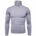 thumbnail image 1 of IROINNID Men's Turtleneck Long Sleeve Jumper Mid-Length Solid Color Knit Pullover Trim Base Sweater Blouse, 1 of 8