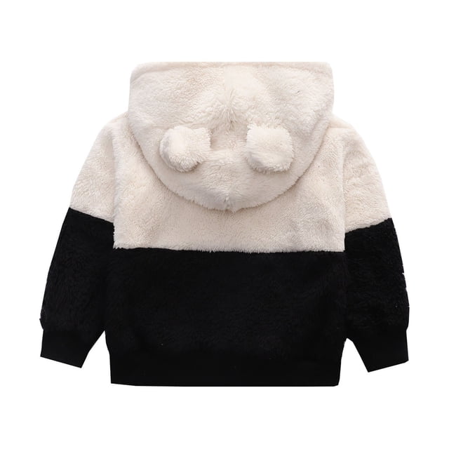IROINID Chandail en Molleton pour Tout-Petits Garçons Filles à Capuche Chandail Mignon Chaud en Peluche Veste Bébé, Blanc