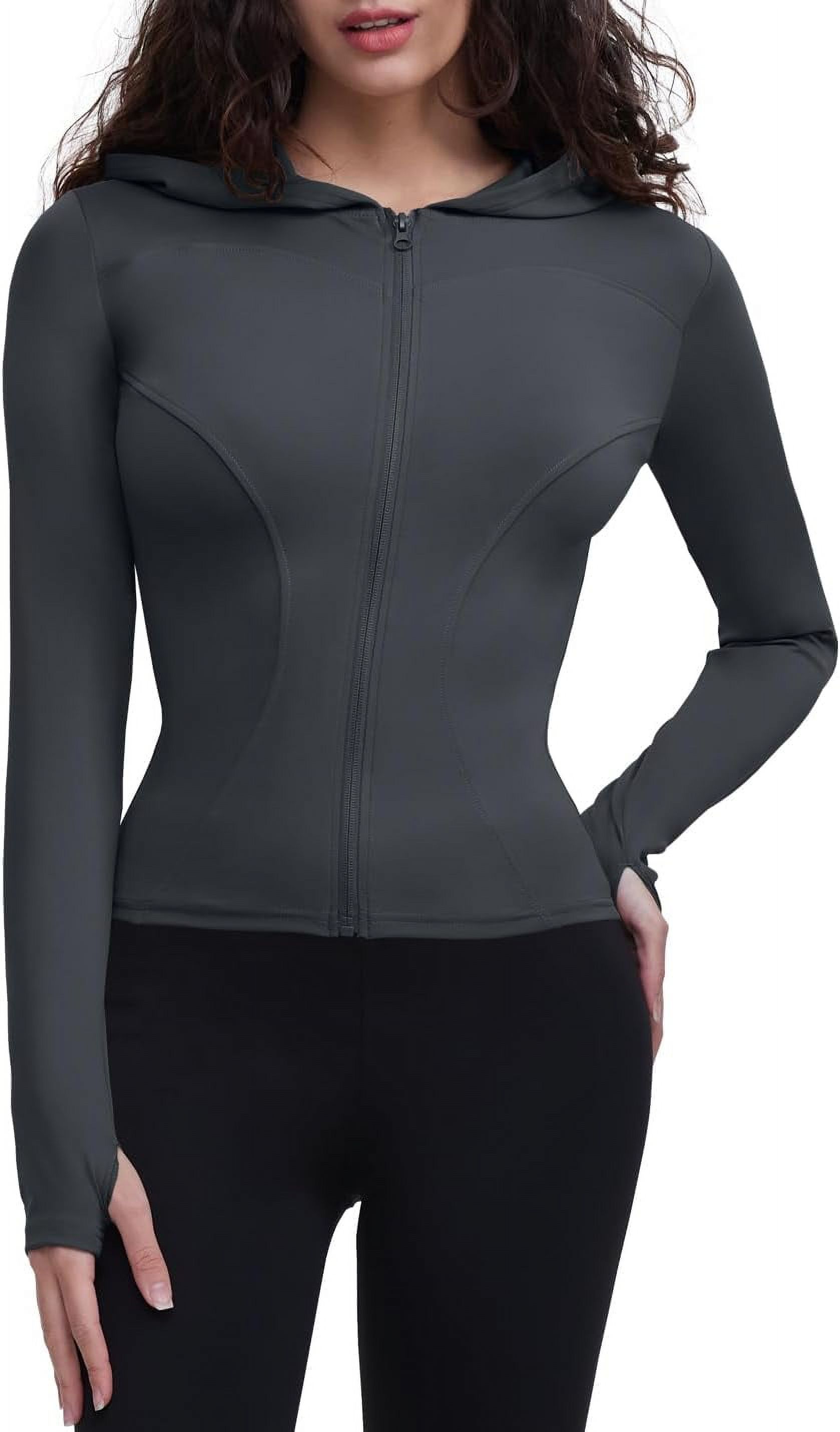 ORUYROP Veste de Course Légère Extensible pour Femmes avec Fermeture Éclair Complète et Trous pour les Pouces