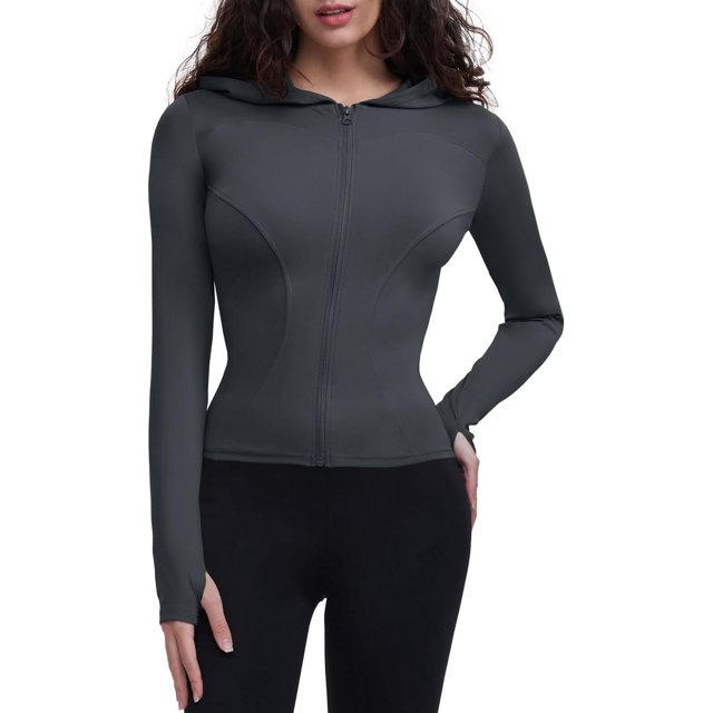 ORUYROP Veste de Course Légère Extensible pour Femmes avec Fermeture Éclair Complète et Trous pour les Pouces