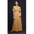 thumbnail image 2 of Bimba Rayon Leaves & Magnolia Floral Printed Womens Long MaxiDressGown With Side Slit-Large, 2 of 6