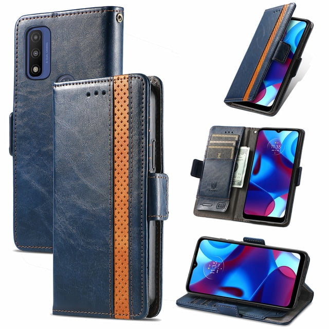 Case for Motorola Moto G Pure Cover Leather Wallet Folio Case Book Design Flip Magnetic Closure - Blue