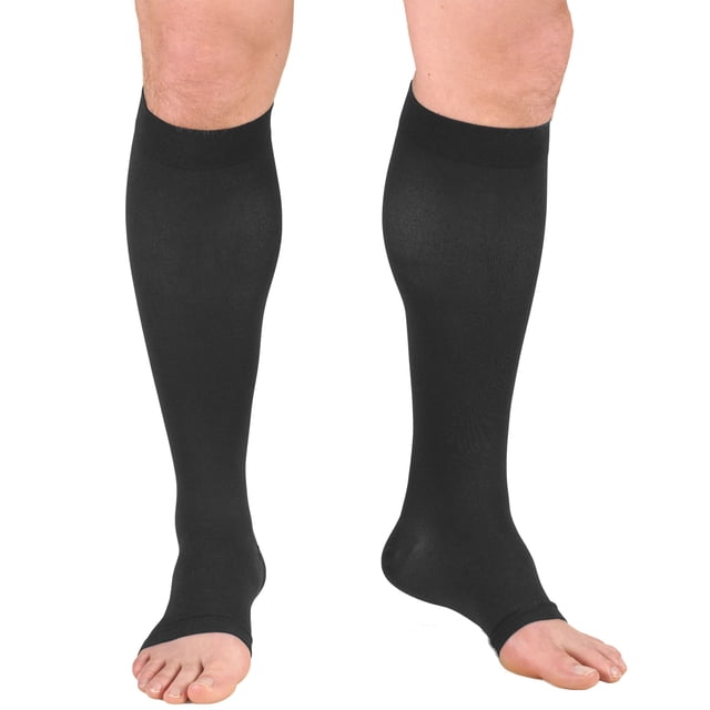 Truform Knee High Stockings, Open Toe: 20 - 30 mmHg, Charcoal, 3X-Large
