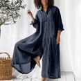 thumbnail image 2 of RKSTN Jumpsuits for Women Summer Casual Solid Color Cotton Linen Long Playsuit Zipper Short Sleeve Rompers, 2 of 6