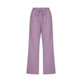 thumbnail image 4 of Women Fashion High Waisted Wide Leg Pants Drawstring Elastic Trousers Comfy Straight Leg Long Pants With Pockets, 4 of 5