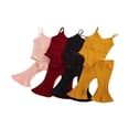 thumbnail image 3 of 2PCS Infant Baby Girls V-Neck Solid Color Sleeveless Jumpsuit Bell-Bottom Suit Yellow 2-3 Years, 3 of 8