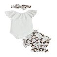 thumbnail image 1 of 3Pcs Newborn Baby Girls Summer Romper Shorts Sets Lace Ribbed Sleeveless Jumpsuit Ruffle Shorts Headband White 3-6 Months, 1 of 8
