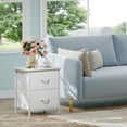 thumbnail image 4 of Eunos Petite Table de Chevet pour Chambre avec 2 Tiroirs en Tissu, Table de Chevet Blanche Table d'Appoint pour Garde-Robe, 4 of 7