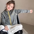 thumbnail image 2 of LYHaoo Spring And Autumn Children's Girls' Large Sized Hooded Zipper Pullover Coat With Trendy Contrasting Color Letter Style Casual And Versatile Outerwear Winter Outwear Gray Sizes 14-15 Years, 2 of 6