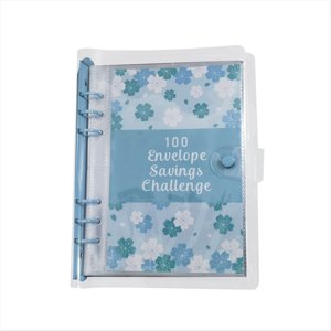 100 Enveloppe Challenge Binder Savings Binder pour économiser 5050 avec enveloppes en espèces pour la planification budgétaire bleu,1 x 100 Enveloppe Challenge Binder Savings Binder, Bleu