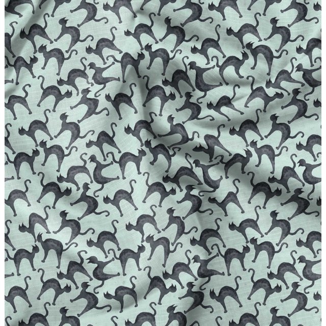 Soimoi Green Poly Georgette Fabric Cat Animal Fabric Prints By Yard 52 Inch Wide