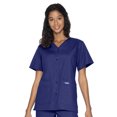 thumbnail image 1 of Landau Haut d'Uniforme à Boutons-Pression pour Femme, Coupe Classique Décontractée, Col en V, 4 Poches, 1 of 1